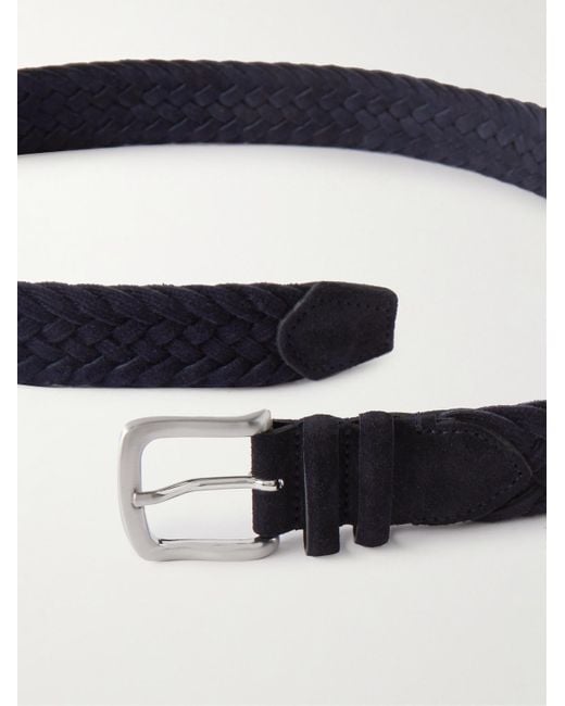 Mr P. Blue 3.5Cm Woven Suede Belt for men