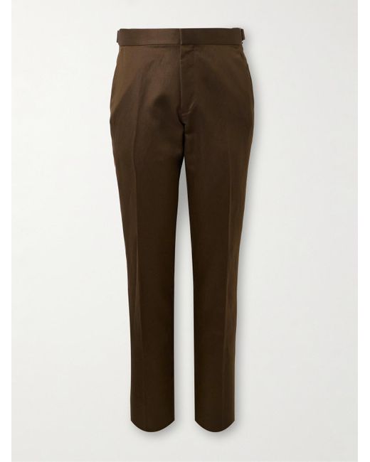 Tom Ford Dyllan gerade geschnittene Anzughose aus Twill aus einer Seiden-Leinenmischung in Brown für Herren