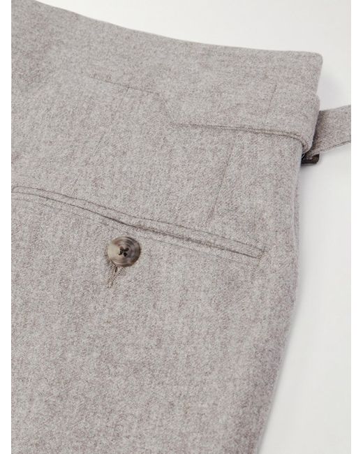Thom Sweeney Gray Tapered Wool Trousers for men
