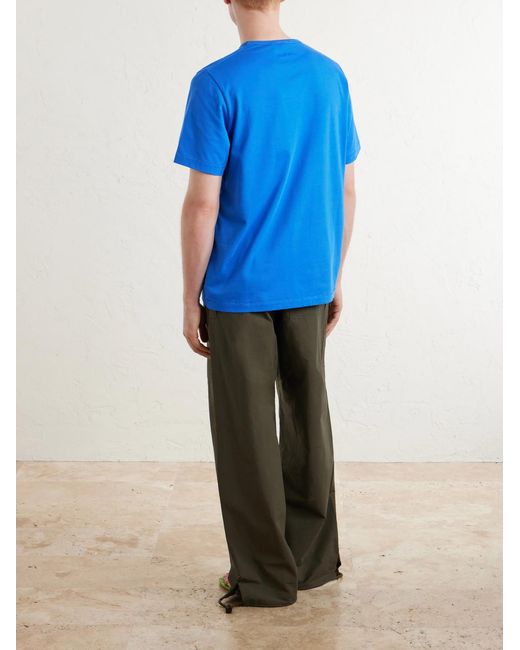 J.W. Anderson Blue Gardener Logo-Embroidered Printed Cotton-Jersey T-Shirt for men