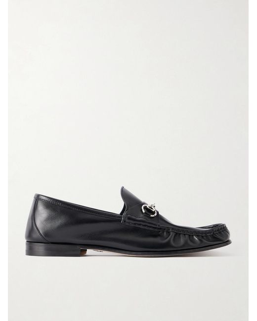 Gucci Black Lugano Horsebit-Embellished Leather Loafers for men