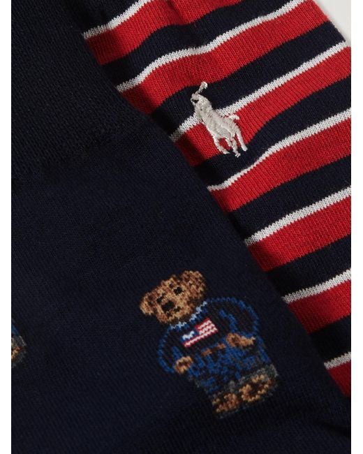 Polo Ralph Lauren Set aus zwei Paar Socken aus Jacquard-Strick aus einer Baumwollmischung in Red für Herren