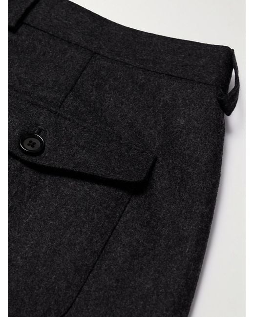 Oliver Spencer Black Morton Straight-Leg Pleated Cotton-Blend Suit Trousers for men