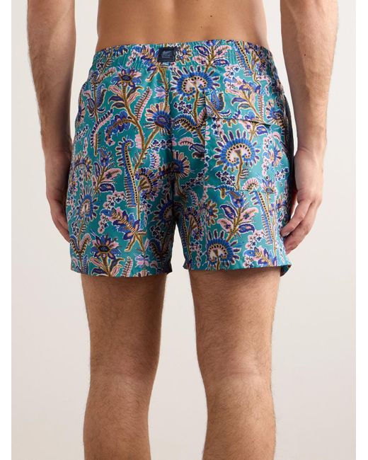 Etro Blue Straight-leg Mid-length Floral-print Shell Swim Shorts for men