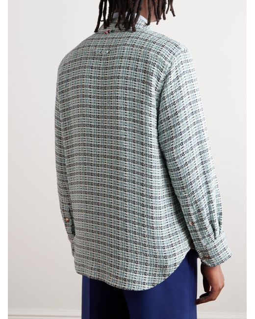 Thom Browne Blue Checked Cotton-tweed Sweatshirt for men