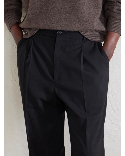 FRAME Black Tropical Straight-Leg Wool Trousers for men