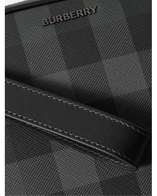 Burberry Black Checked Coated-canvas Pouch for men