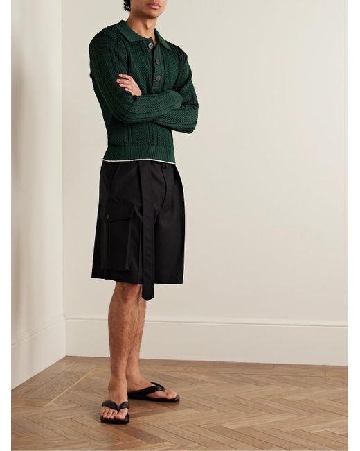 Jacquemus Green Belo Cable-knit Polo Shirt for men