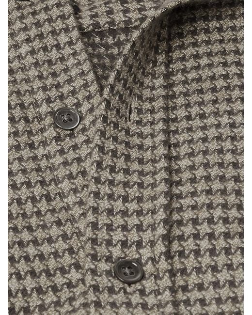 Portuguese Flannel Gray Houndstooth Organic Cotton Shirt for men