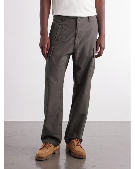 FRIZMWORKS Gray Straight-Leg Cotton Cargo Trousers for men