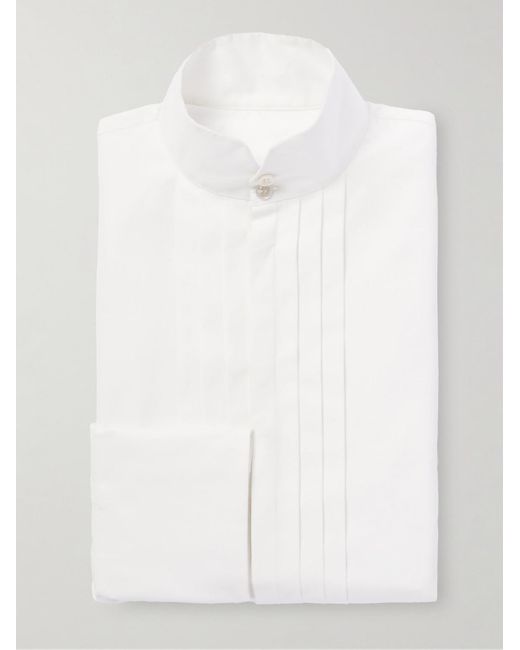 Saint Laurent White Grandad-collar Bib-front Cotton-poplin Tuxedo Shirt for men