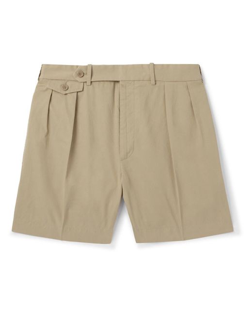 Ralph Lauren Purple Label Natural Straight-leg Pleated Cotton-twill Shorts for men