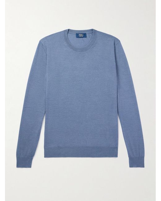 Fedeli Blue Argentina Slim-Fit Cashmere And Silk-Blend Sweater for men