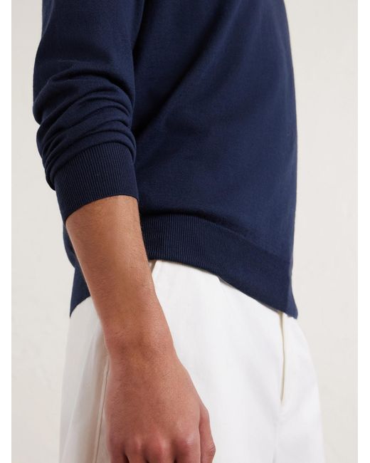 Cotton And Cashmere-Blend Sweater di Altea in Blue da Uomo