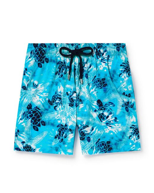 Vilebrequin Blue Moorise Slim-fit Mid-length Printed Swim Shorts for men