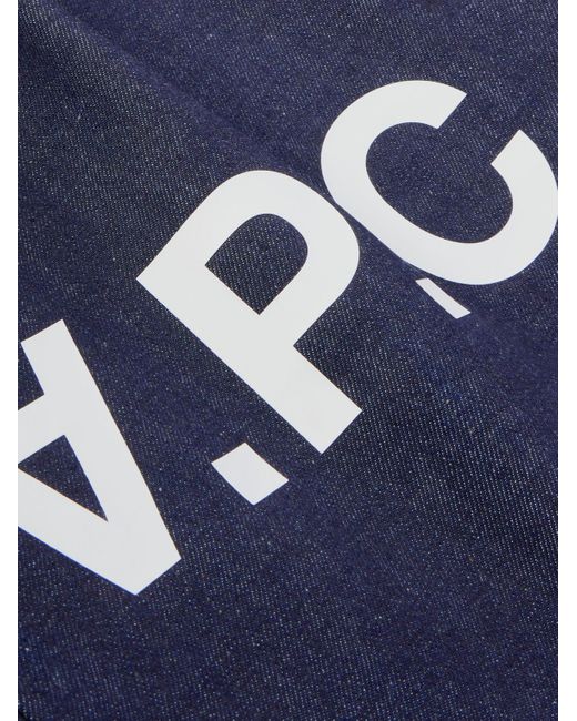 A.P.C. Blue Laure Logo-Print Denim Tote Bag for men