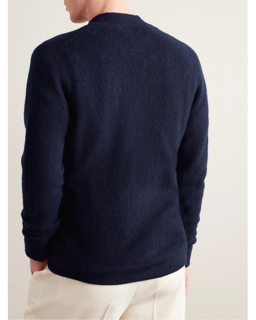 Boglioli Blue Brushed Wool And Cashmere-blend Cardigan for men