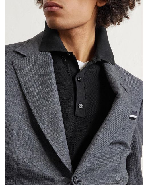 Tom Ford Black Silk And Cotton-Blend Piqué Polo Shirt for men