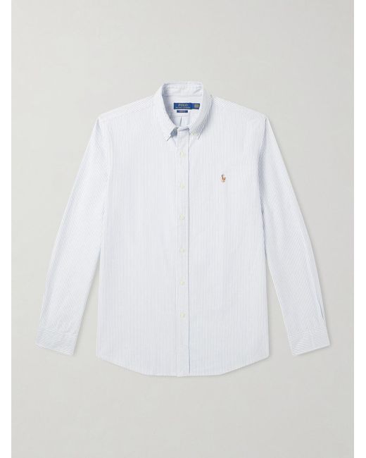 Polo Ralph Lauren White Button-down Collar Logo-embroidered Striped Cotton Oxford Shirt for men