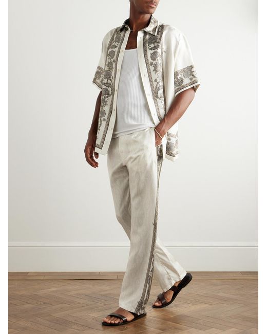 Etro White Silk Trousers for men