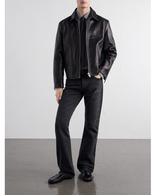 Totême  Black Distressed Leather Jacket for men