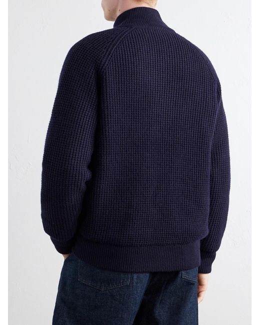 Altea Blue Padded Virgin Wool Bomber Jacket for men