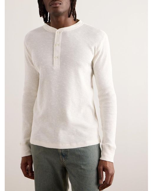 RRL Schmal geschnittenes Henley Shirt aus Baumwolle in Waffelstrick in Natural für Herren