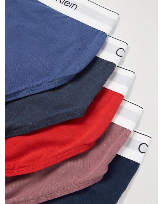 Calvin Klein Blue Five-pack Stretch-cotton Briefs for men