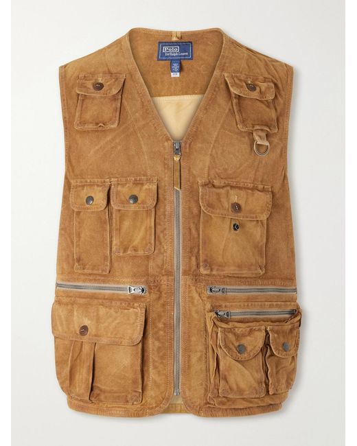 Polo Ralph Lauren Brown Suede Utility Vest for men