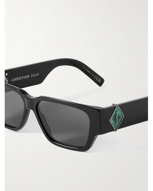 Dior Black Cd Diamond S5I Rectangular Acetate And Malachite Sunglasses for men
