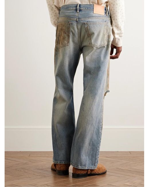 Acne Blue Straight-Leg Distressed Jeans for men