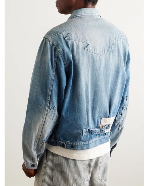 Kapital Blue Thunderbird Panelled Denim Blouson Jacket for men