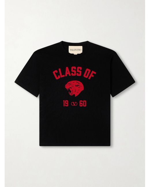 Valentino Garavani Black Logo-print Cotton-jersey T-shirt for men