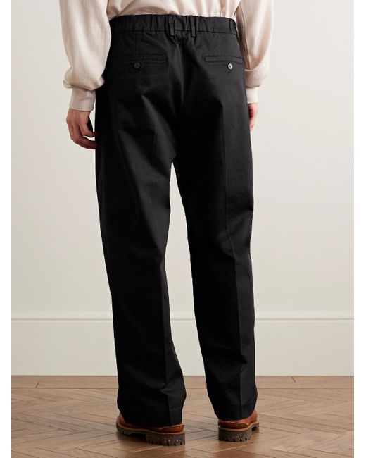 NN07 Black Kay 1420 Wide-Leg Pleated Organic Cotton-Blend Twill Trousers for men