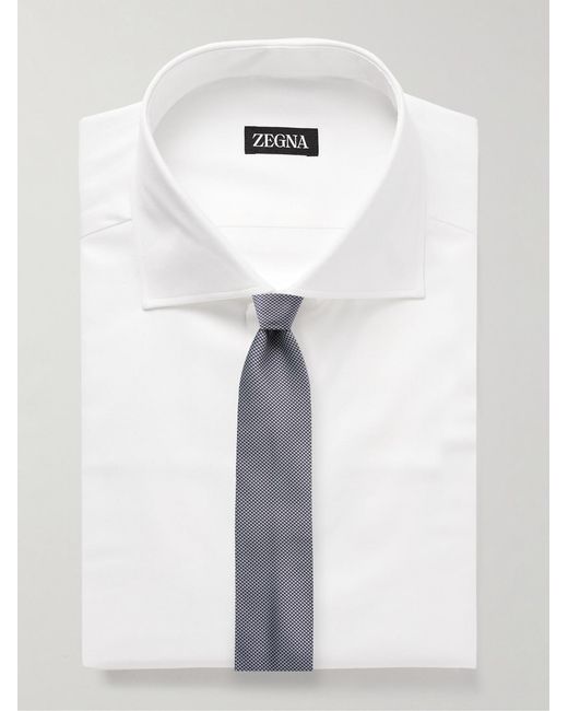 Zegna White Cutaway-Collar Cotton-Twill Shirt for men