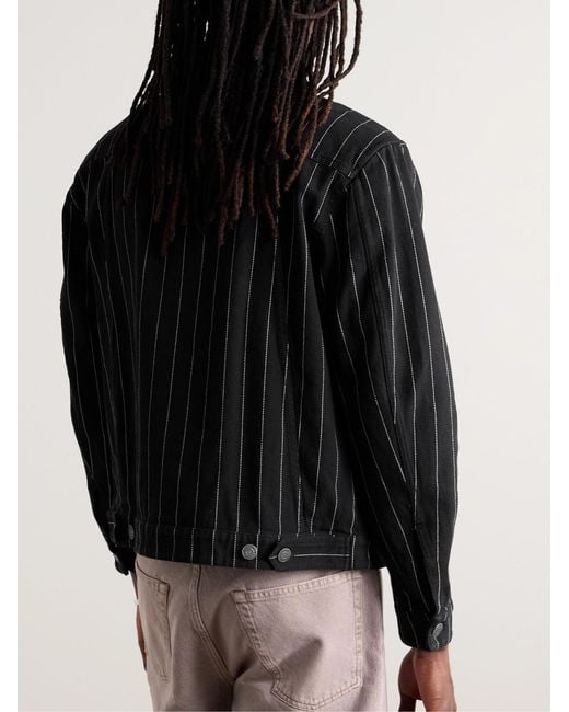 MANAAKI Black Hemi Pinstriped Denim Trucker Jacket for men