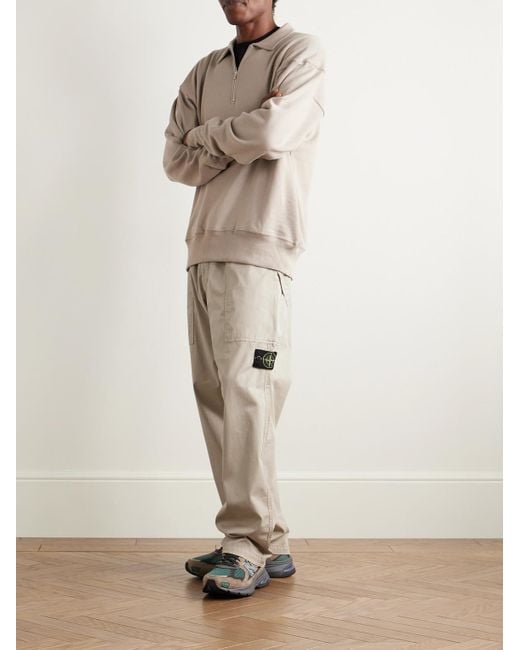 Stone Island Gerade geschnittene Hose aus Twill aus einer Supima®-Baumwollmischung mit Kordelzugbund in Stückfärbung in Natural für Herren