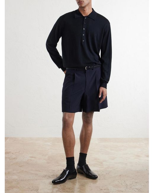 Dries Van Noten Blue Muano Merino Wool Polo Shirt for men