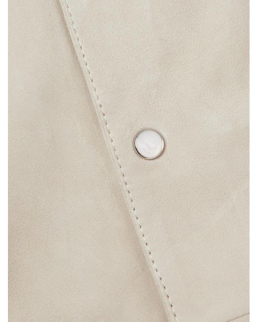 Camicia in camoscio con colletto aperto di Brunello Cucinelli in White da Uomo