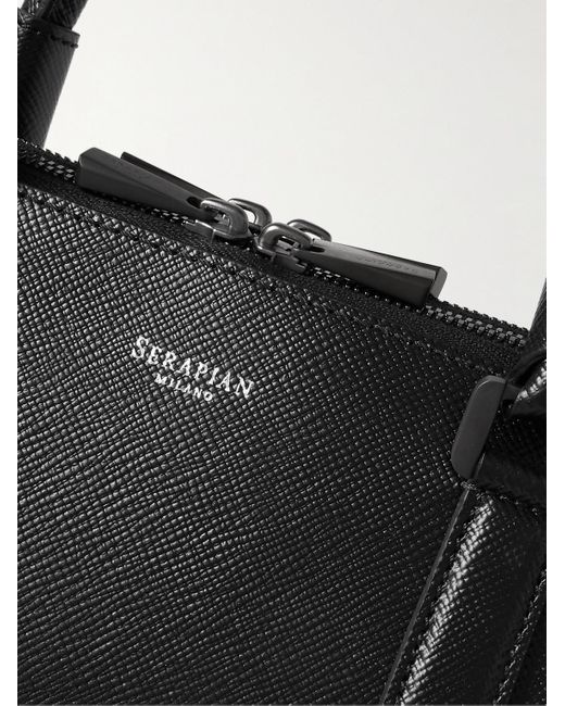 Serapian Black Evoluzione Cross-grain Leather Briefcase for men