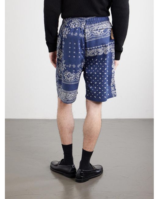 Kapital Blue Easy Straight-leg Belted Bandana-print Cotton Shorts for men