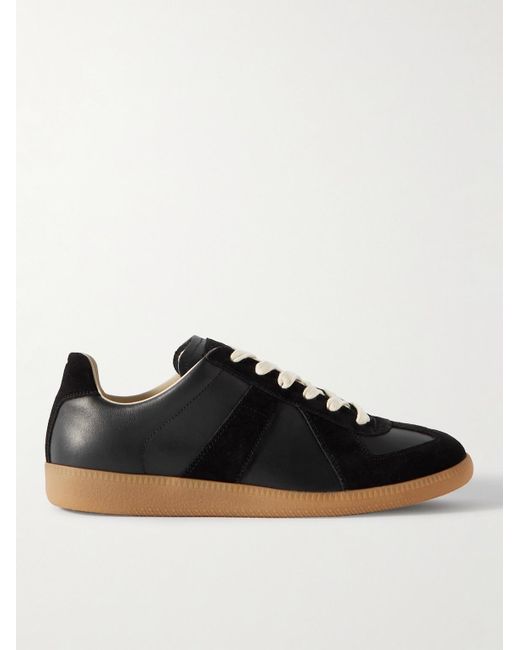 Maison Margiela Black Replica Leather And Suede Sneakers for men