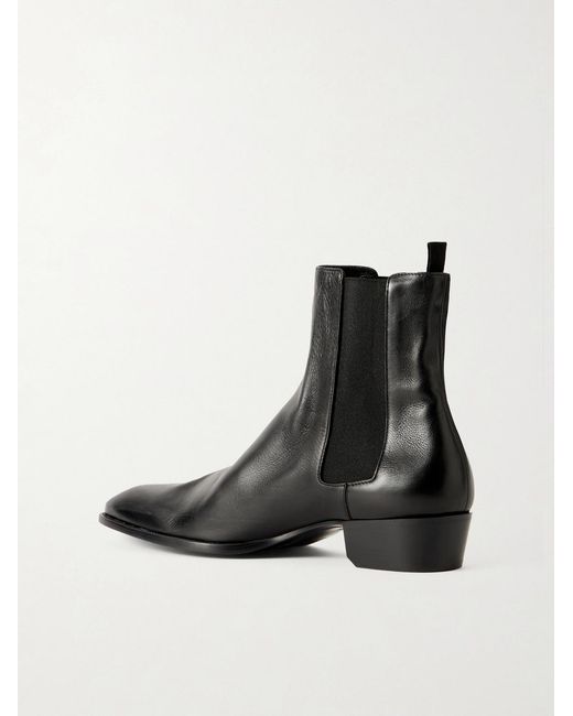 Saint Laurent Black Stanton Leather Chelsea Boots for men