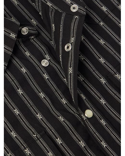 Céline Black Triomphe Slim-Fit Striped Cotton Western Shirt for men