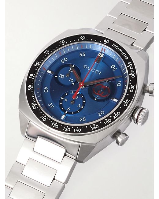 Gucci Blue Interlocking Chronograph 41Mm Stainless Steel Watch for men