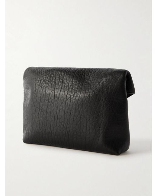 Saint Laurent Black Cassandre Logo-Appliquéd Textured-Leather Pouch for men