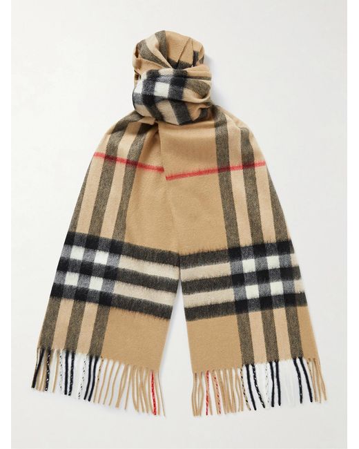 Burberry Multicolor Fringed Checked Cashmere Scarf for men