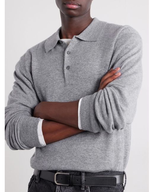 Nili Lotan Gray Jovan Cashmere Polo Shirt for men