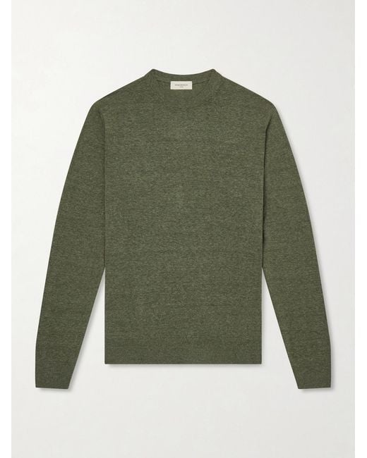 Piacenza 1733 Green Silk And Linen-blend Sweater for men