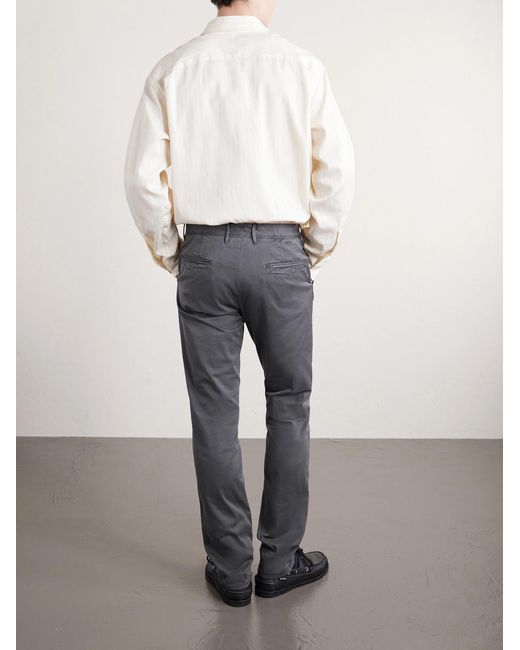 Slowear Gray Slim-Fit Tapered Stretch-Cotton Gabardine Trousers for men